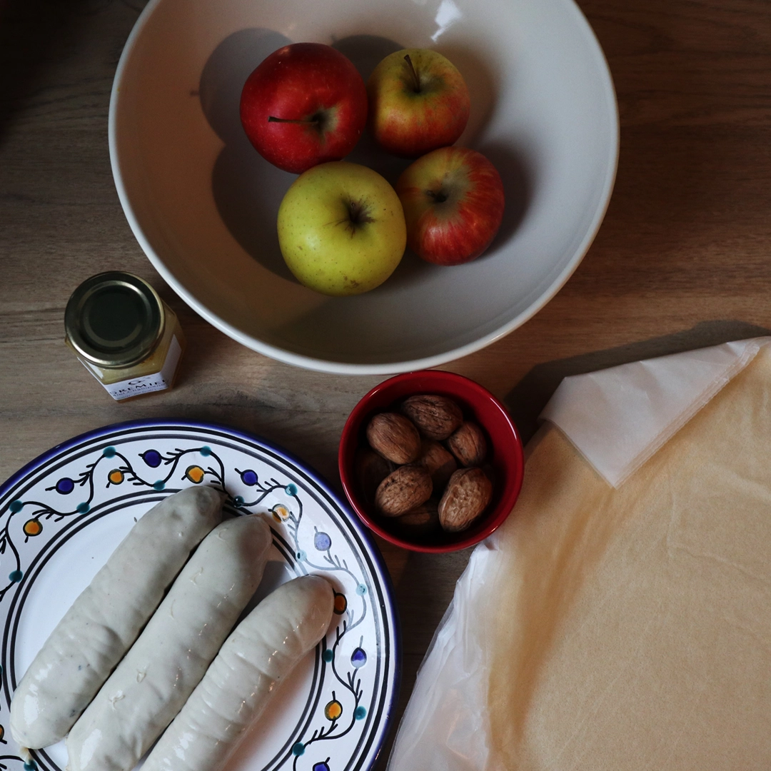 aumônières de boudin blanc aux pommes & champagne fourrier (6)
